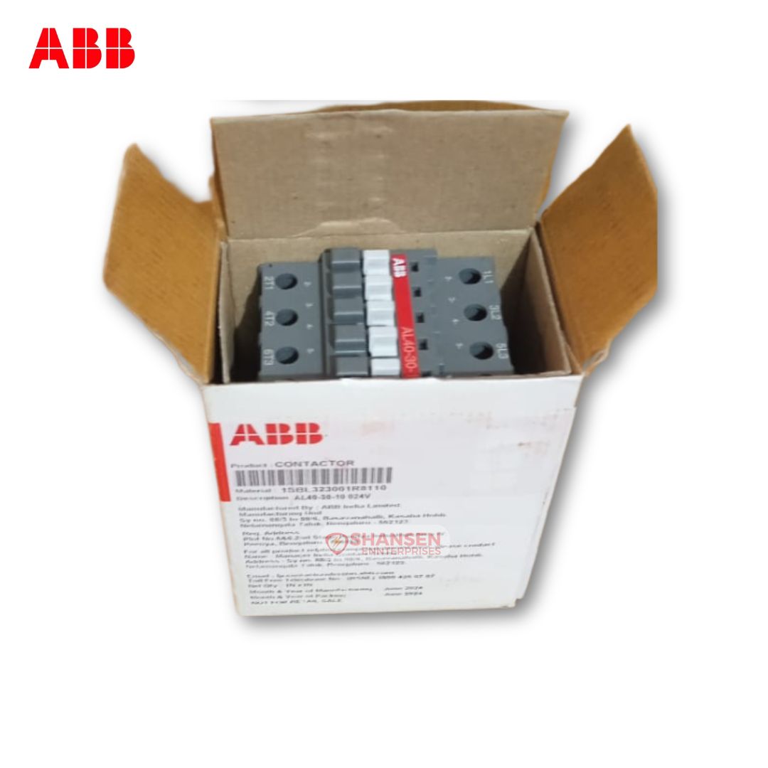 ABB AL40-30-10 240V DC Contactor original box unboxing for industrial motor control, available at Industrial Products India Marketplace