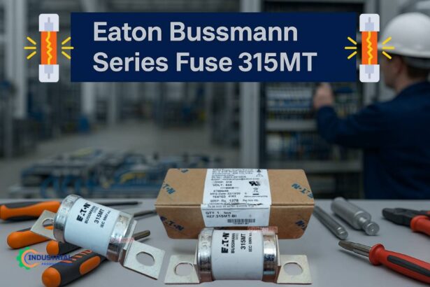 Eaton Bussmann 315MT High-Speed Fuse Banner with Electrical Engineer and Control Panel Background
