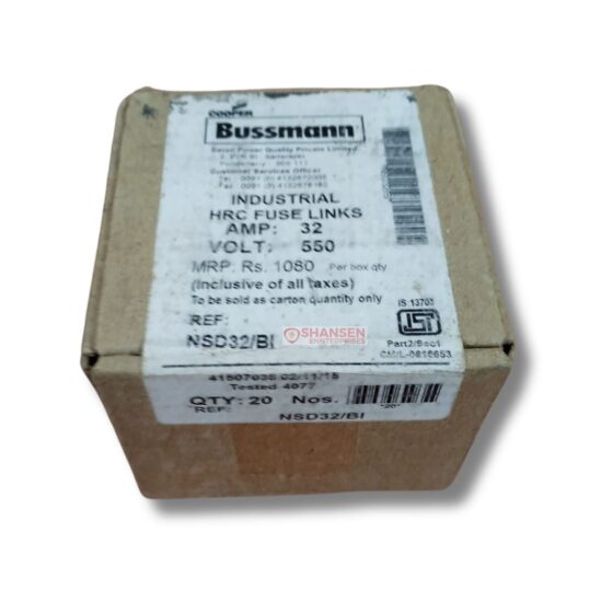 Top View of Eaton Bussmann NSD32 HRC Fuse Link Box 32A 550V for Industrial Electrical Safety