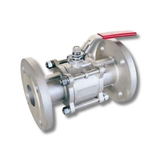 Flanged Stainless Steel Ball Valve with Red Handle - Industrial Products India