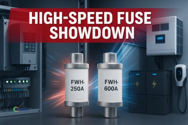 High-Speed Fuse Showdown between FWH-250A and FWH-600A with UPS and Renewable Energy Background