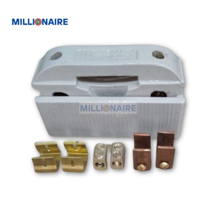 100a heavy duty rewirable ceramic kitkat fuse unit by millionaire with brass and copper terminals