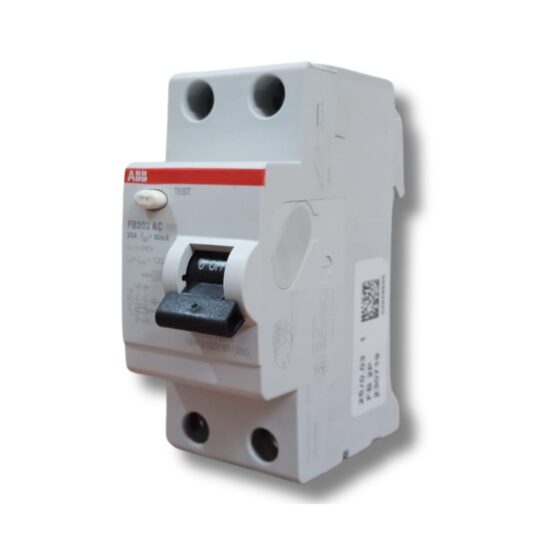 ABB FB202 AC‑25/0.3 Residual Current Circuit Breaker on white background