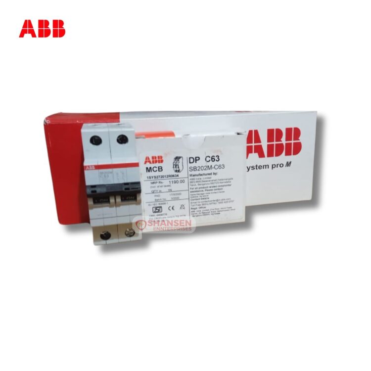 ABB SB202M-C63 2P 63A Miniature Circuit Breaker with box packaging – available on Industrial Products India