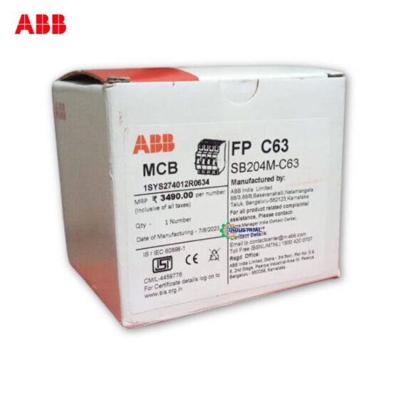 ABB SB204M-C63 MCB Box Label with Specs and MRP – Industrial Products India