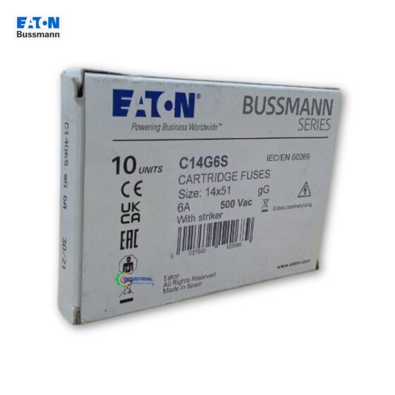 Box of Eaton Bussmann C14G6S 6A Cartridge Fuses, 14x51mm Size, 500V AC
