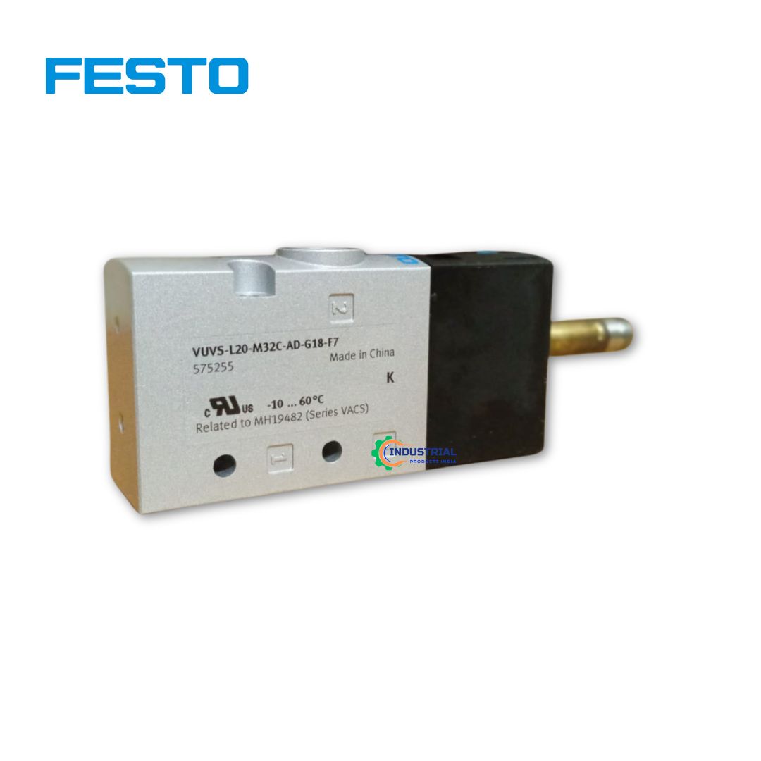 Festo VUVS-L20-M32C-AD-G18-F7 Solenoid Valve – 3/2 open single solenoid, available on Industrial Products India