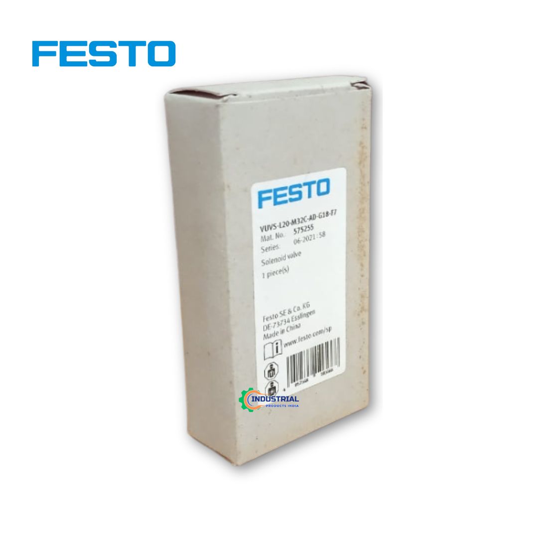 Festo VUVS-L20-M32C-AD-G18-F7 Solenoid Valve Box Packaging – Industrial Products India