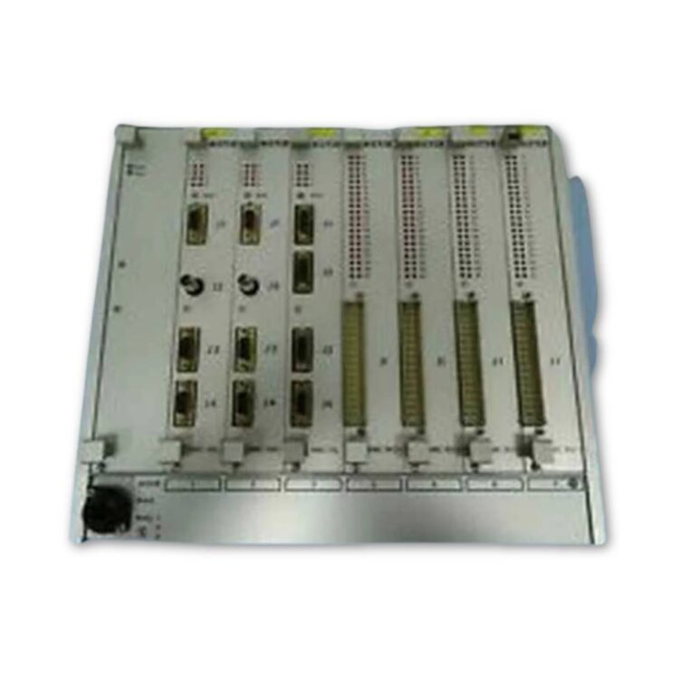 Used industrial PLC module with multiple I/O ports and connectors for automation systems