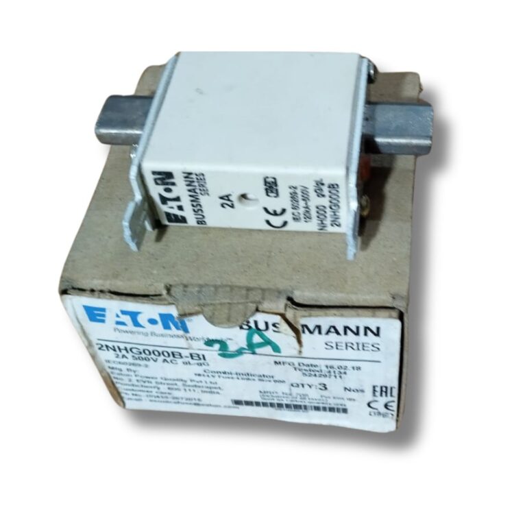 Eaton Bussmann Series 2NHG000B Low Voltage NH HRC Fuse 2A with packaging, 500V